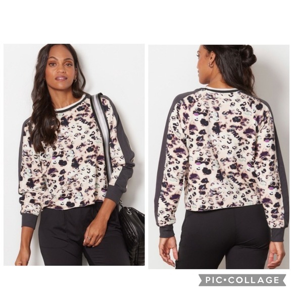 Spiritual Gangster Tops - Spiritual Gangster Lizzy Crewneck Sweatshirt Long Sleeve Gray Trim Size Small